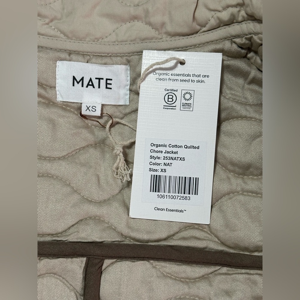 MATE the Label Organic Cotton Quilted Chore Jacket • XS • NWT • Natural - Picture 11 of 12